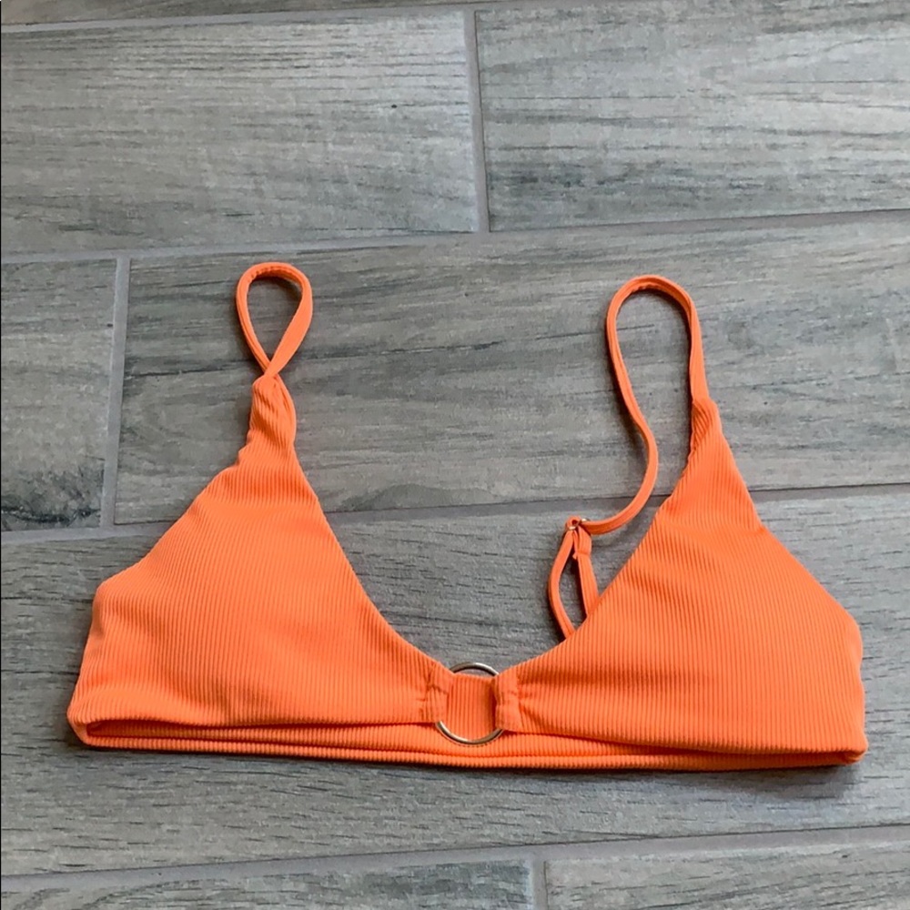Zaful orange ribbed bikini top